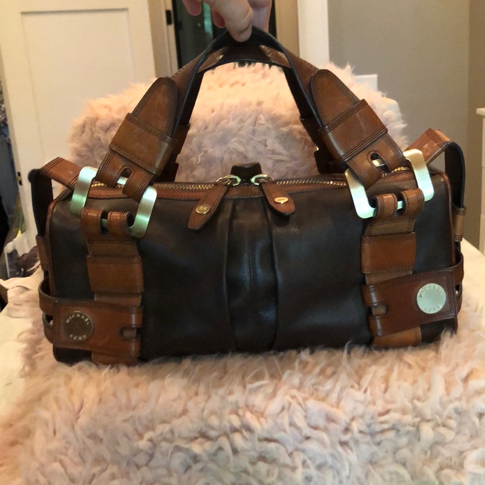 EUC MK Choc/Tan Leather Satchel